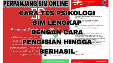 CARA PERPANJANG SIM ONLINE BAGIAN TES PSIKOLOGI EPPsi LENGKAP YouTube