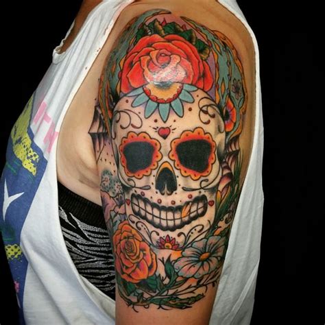 Sugar Skull Sleeve Tattoo Designs