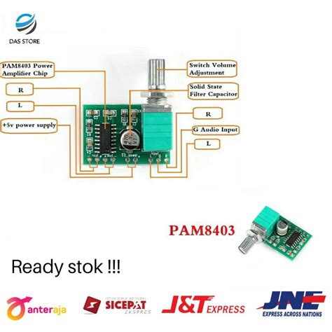 Jual Pam8403 PAM 8403 Dengan Potensio Volume 5v Stereo Mini Digital