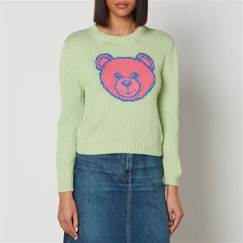 Moschino Teddy Intarsia Knit Cotton Jumper Coggles