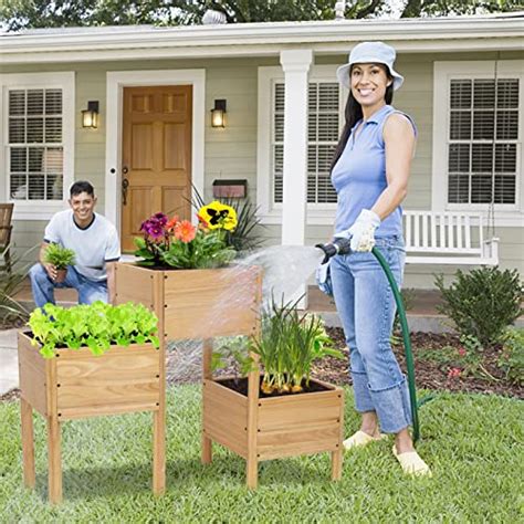 3 Tier Wooden Raised Garden Bed With Legs Raised Planter Boxes