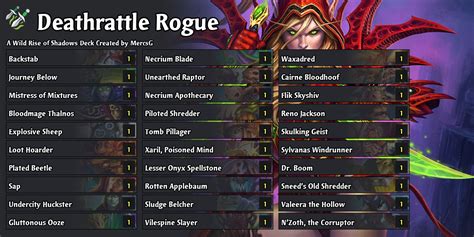 Reno Nzoth Rogue Rise Of Shadows Hearthstone Decks Out Of Games