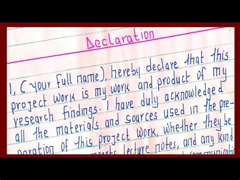 Projects Declaration Format How To Write Projects Declaration