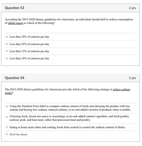 Solved Question 53 2 Pts According The 2015 2020 Dietary