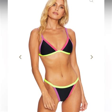 Beach Riot Swim Nwt Beach Riot Black Lime Punch Bikini Set Poshmark