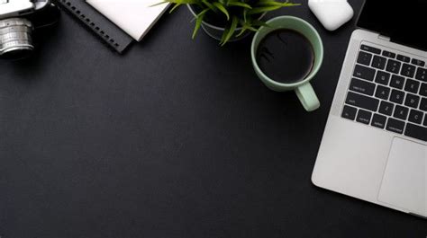 Premium Photo Top View Of Workspace With Laptop Coffee Cup