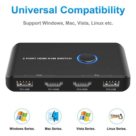 KVM Switch HDMI 2 Port Box ABLEWE USB And HDMI Switch For 2 Computers