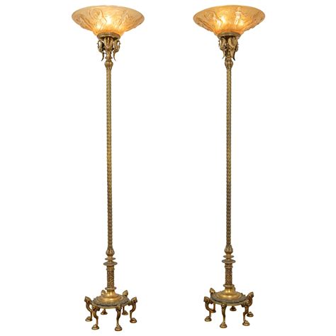 Pair Of Antique French Art Nouveau Torchiere Floor Lamps Circa 1920 At 1stdibs