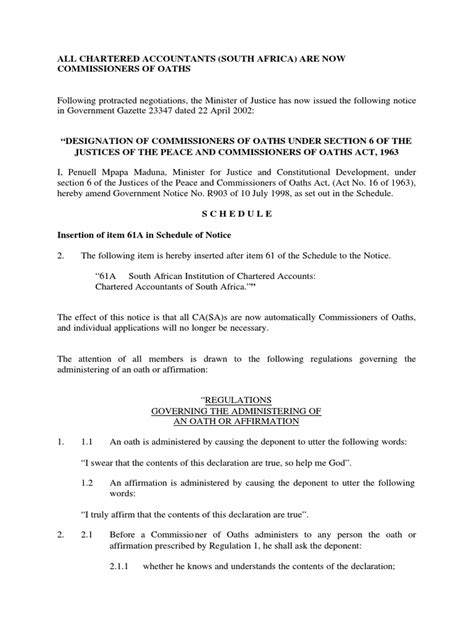 Cas Sa Commissioner Of Oaths Pdf Oath Of Office Notary Public