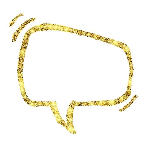 Gold Glitter Sketch Speech Bubble Hand Drawn Blank Speech Bubble