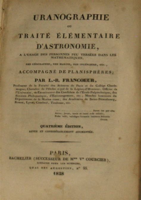 Francoeur L ouis B enjamin Uranographie ou Traité élémentaire d