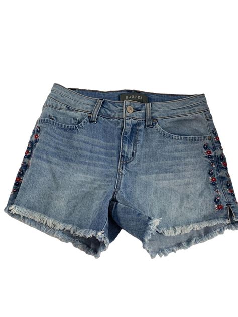 Harper Womens Short Shorts Size 27 Denim Embroidered … - Gem