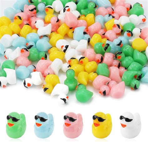 KINBOM 100PCS Mini Resin Duck Cute Mini Resin Ducks With Sunglasses