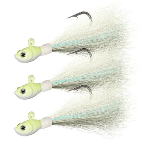 Dr Fish 3 Pack Bucktail Jigs Fishing Lure Saltwater Freshwater Bass