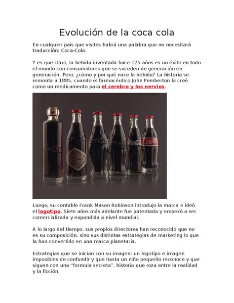 Coca Cola Evolucion Crecimiento Y Desarrollo Evolución De La Coca