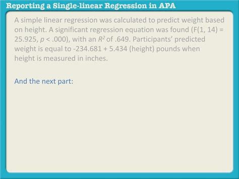 Reporting A Single Linear Regression In Apa