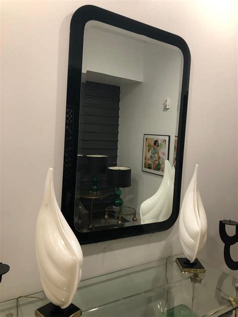 Decorative Contemporary Beveled Edge Black Glass Mirror For Sale At 1stdibs