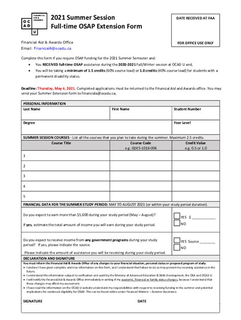 Fillable Online OSAP Forms OCAD University Fax Email Print PdfFiller