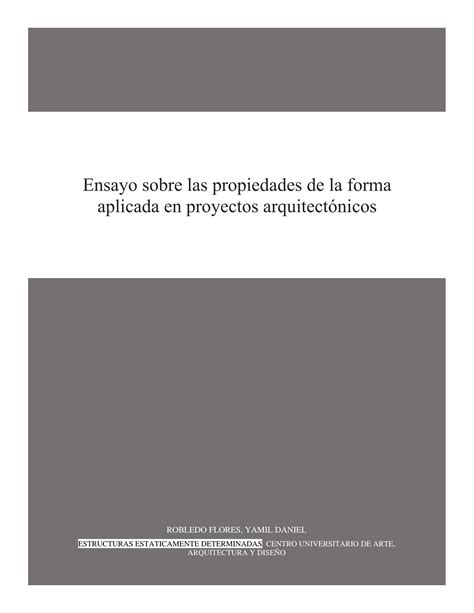 SOLUTION Ensayo Sobre Las Propiedades De La Forma Aplicada En