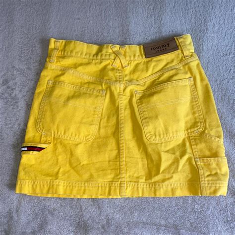 Vintage 90s Tommy Hilfiger Jeans Mini Skirt Yellow Depop