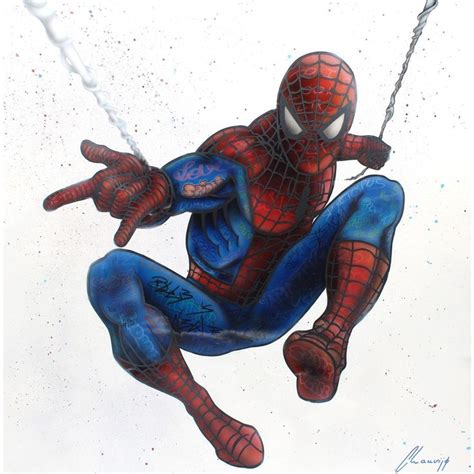 A Drawing Of The Amazing Spider Man Flying Through The Air