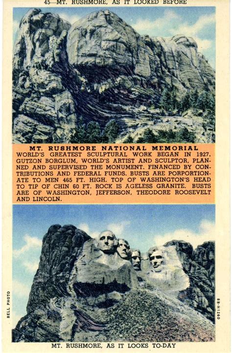 Mt Rushmore Post Before And After Old Postcard Hagins Collection