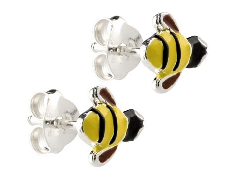 Sterling Silver Bumble Bee Enamel Stud Earrings