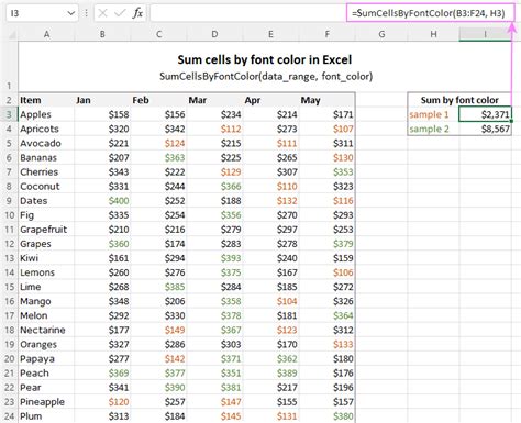 Excel Count And Sum Cells By Color