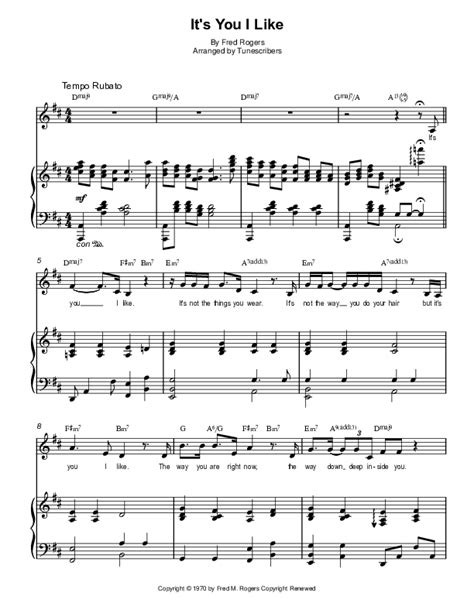 Its You I Like Arr Tunescribers By Fred Rogers Sheet Music For Piano And Vocal At Sheet Music