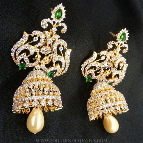 Gold Plated Stone Jhumka From Bcos Its Silver South India Jewels