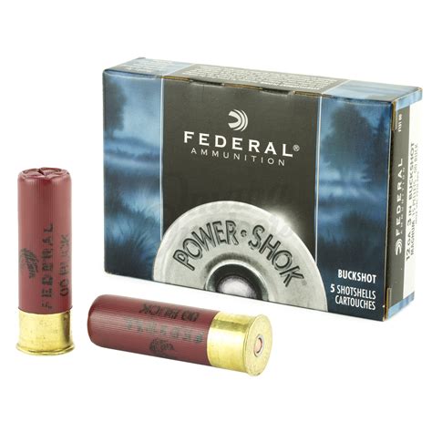 Federal Power Shok Ammo 12 Gauge 3 Inch 00 Buckshot 5 Round Box In Stock