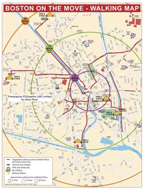 Walk map of Boston, Lincs produced by PCGraphics for Silver River. See ...