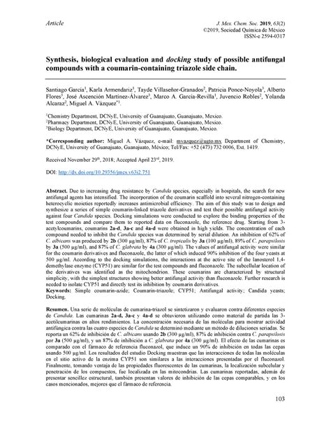 Garcia 2019 Synthesis Biological Evaluation And Docking Study Of