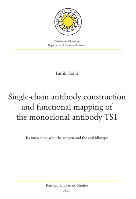 Pdf Single Chain Antibody Construction And Functional Mapping Of The