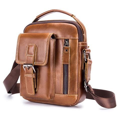 Men Classic Leather Handbag with Detachable Shoulder Strap – Alexnld.com