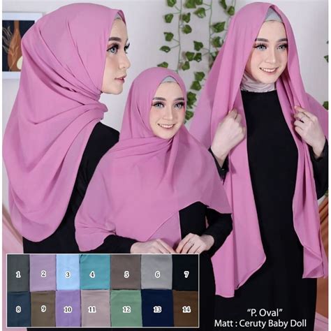 Jual PASHMINA OVAL PASMINA CURVE CERUTY BABY DOLL PREMIUM JILBAB HIJAB