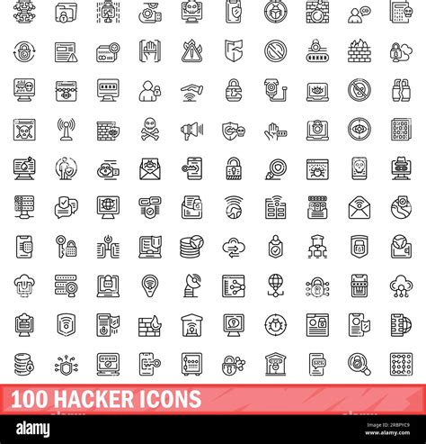 Hacker Icons Set Outline Illustration Of Hacker Icons Vector