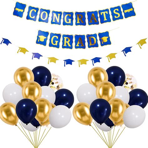 Buy Blue And Gold Graduation Party Decorations 2022 Graduation Party Supplies Congrats Grad