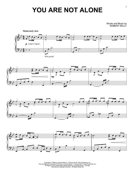 You Are Not Alone By Michael Jackson Sheet Music For Piano Solo At