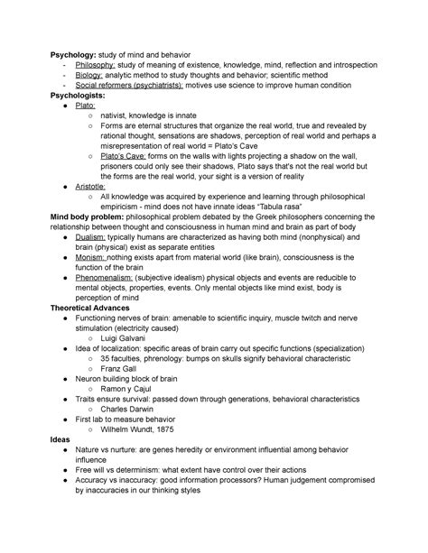 Psych 1010 Lecture 9 3 Psychology Study Of Mind And Behavior