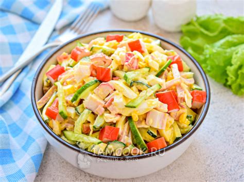 Салат «Сказка» с ветчиной — рецепт с фото пошагово