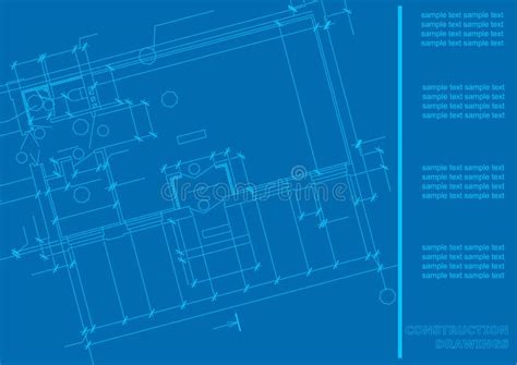 Construction Plan Architectural Background Stock Vector Illustration