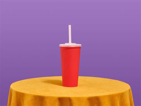 Premium Photo A Red Cup With A Straw Drinks And A Trip To The Movies