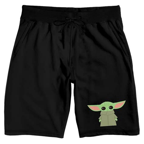 Mens Black Star Wars Mandalorian Baby Yoda Sleep Pajama Shorts Large