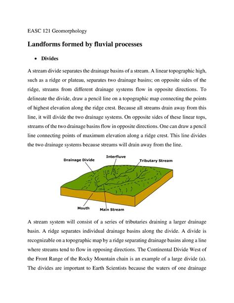 Landforms Formed By Fluvial Processes Easc 121 Geomorphology