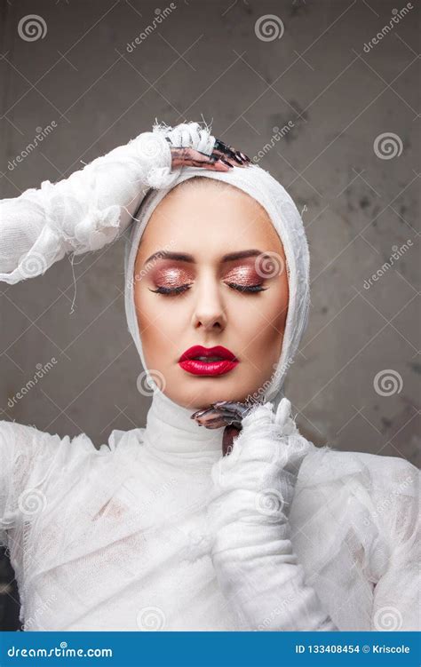 Glamorous Mummy Portrait Of A Young Beautiful Woman In Bandages All