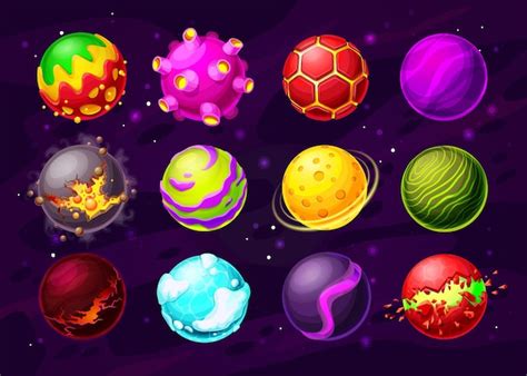 Planetas De Fantasía De Juego Espacial Con Asteroides De Universo De Galaxias Alienígenas De