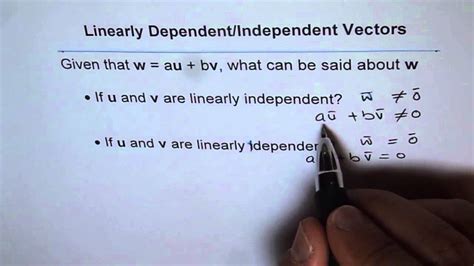 Linear Combination For Linearly Dependent And Independent Vectors YouTube