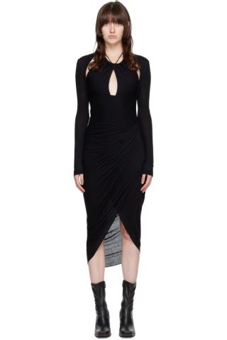 Helmut Lang Robe Midi Noire Corsage Bain De Soleil Ssense France