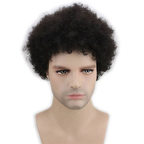 Short Afro Kinky Curly Brazilian Human Hair None Lace Full Wig For Men